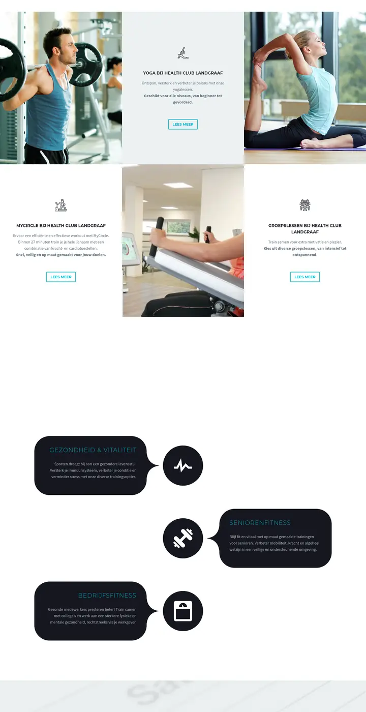 Website van Health Club Landgraaf, health club, Landgraaf, gemaakt door Triggerz