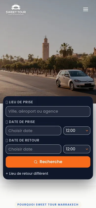 Website van Sweet Tour Marrakech, autoverhuur, Marrakech, Marokko, gemaakt door Triggerz
